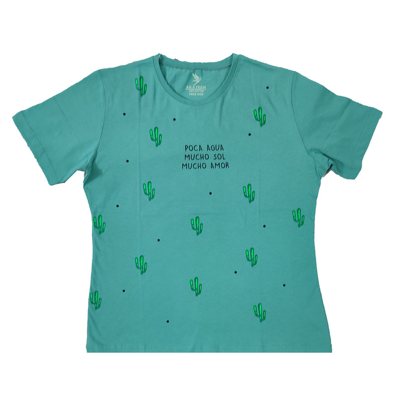 تی شرت آستین کوتاه زنانه مدل تمام چاپ کاکتوس کد 06