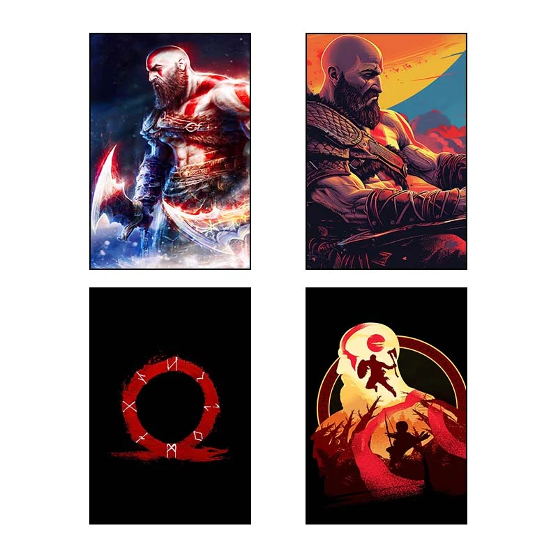 تابلو شاسي کارنيکا طرح گاد اف وار God of War کد 36069 مجموعه 4 عددی