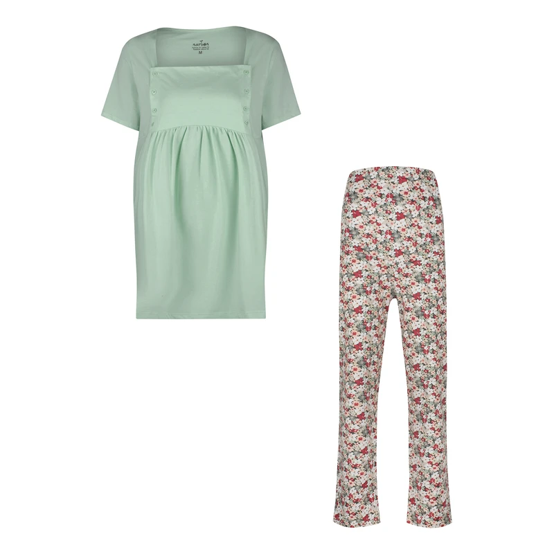 ست تونیک و شلوار بارداری ناربن مدل 15211084 رنگ سبز