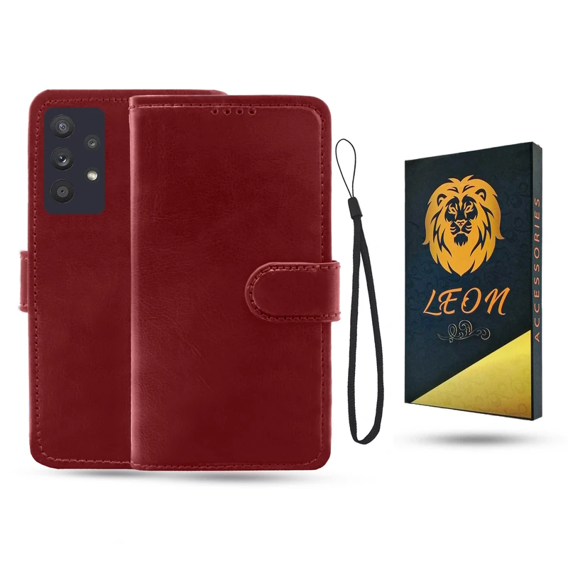 کیف کلاسوری مدل لئون Kiif_1 مناسب برای گوشی موبایل سامسونگ Galaxy A52s 4G / 5G به همراه بند آویز