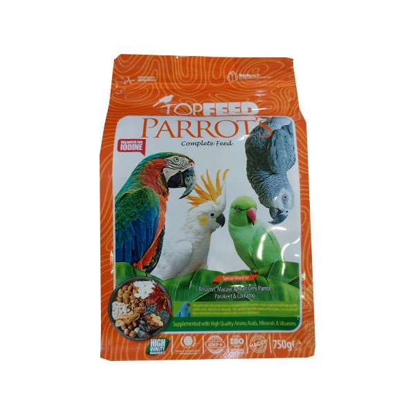 غذای طوطی سانان تاپ فید مدل complete feed وزن 750 گرم