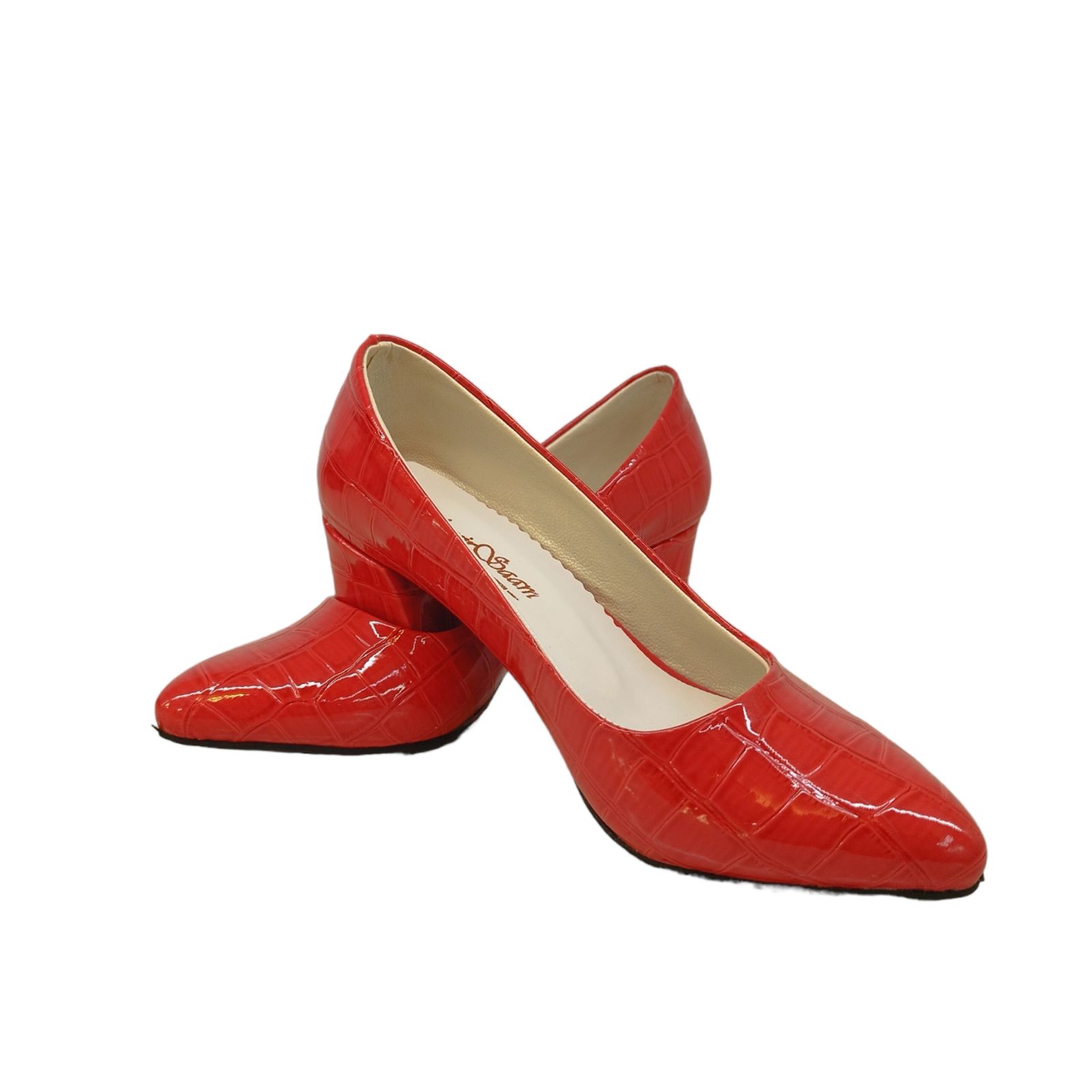 کفش زنانه مدل کروکودیلی 2 ورنی رنگ قرمز -  - 4