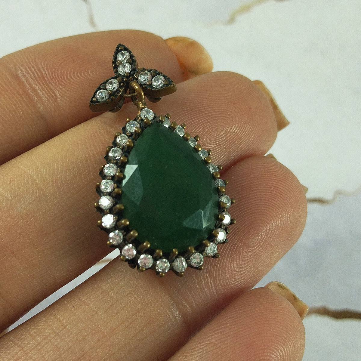 آویز گردنبند نقره زنانه سلین کالا مدل زمرد کد 11