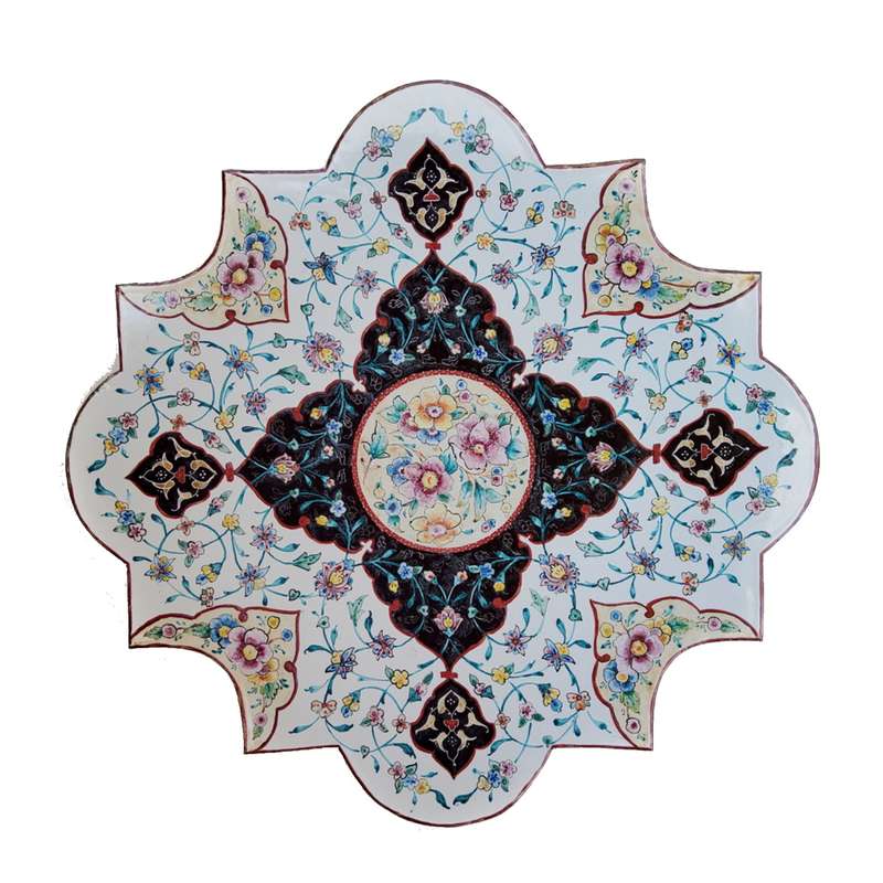 بشقاب میناکاری مدل خورشید