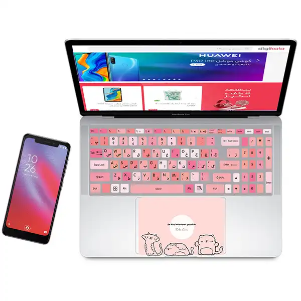 استیکر لپ تاپ راتیانا مدل cute_animal  مناسب برای لپ تاپ 15 تا 17 اینچ به همراه برچسب حروف فارسی کیبورد