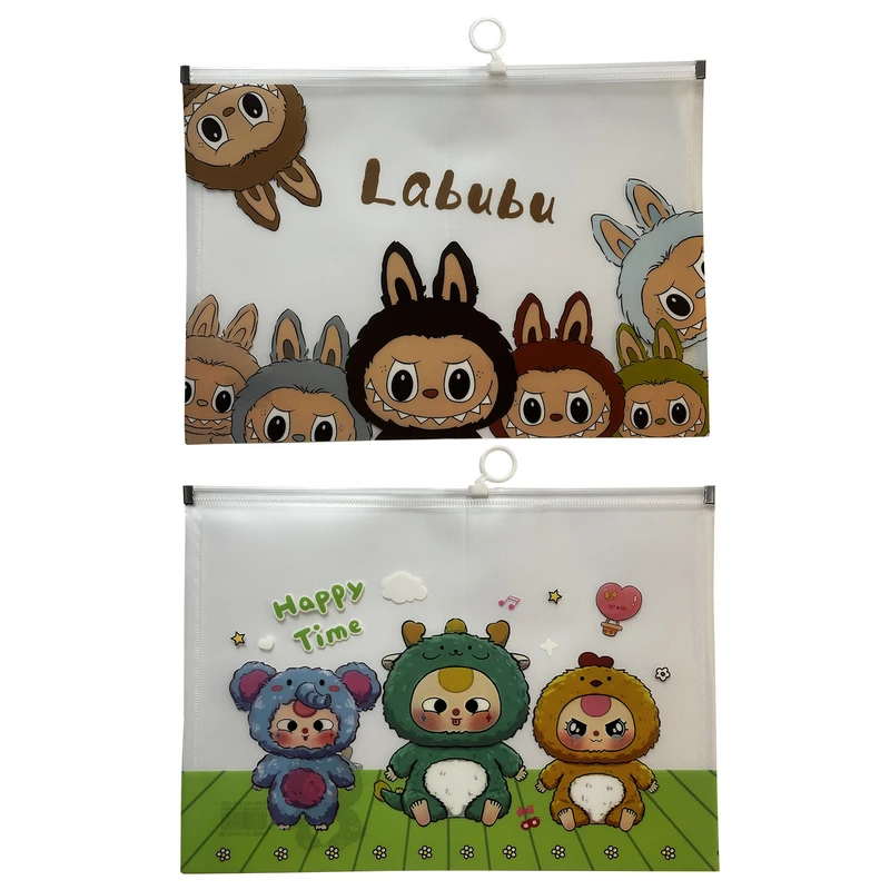 پوشه زیپ‌دار طرح لبوبو سایز A4 بسته 2 عددی