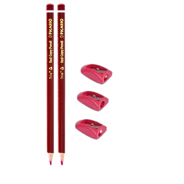 مداد قرمز پیکاسو مدل 121 به همراه تراش مجموعه 5 عددی 