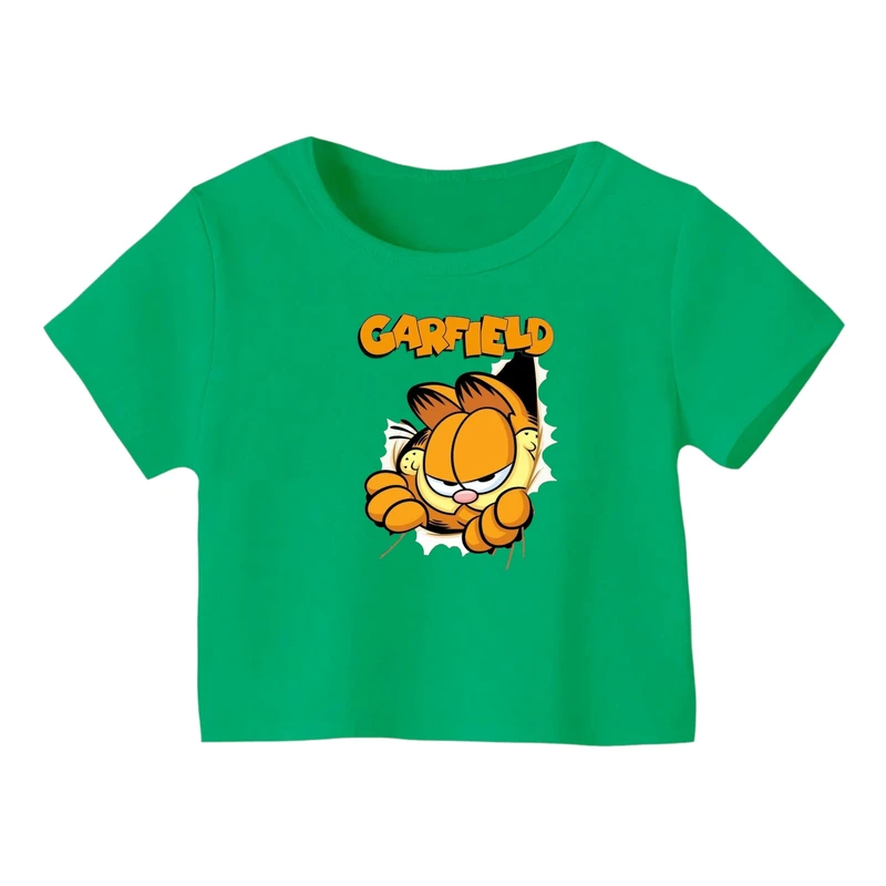 کراپ‌ تی‌شرت آستین کوتاه زنانه مدل گارفیلد کد ۳