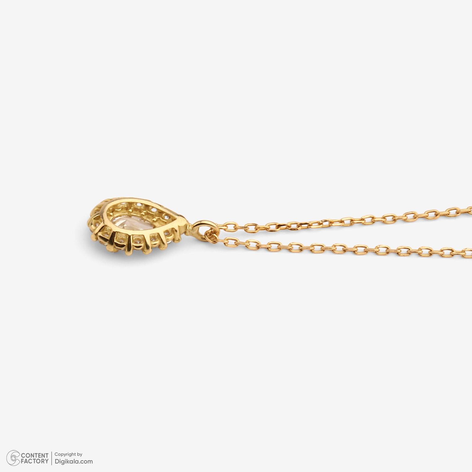 گردنبند طلا 18 عیار زنانه با زنجیر حلقهای (فلامینگو) وی گالری مدل اشک نگینی کد NC1932 -  - 8