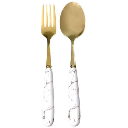 ست قاشق و چنگال 12 پارچه طرح ماربل کد 1874