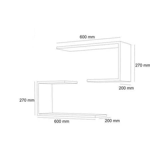 شلف دیواری فلفور کابینت مدل alfa مجموعه 2 عددی