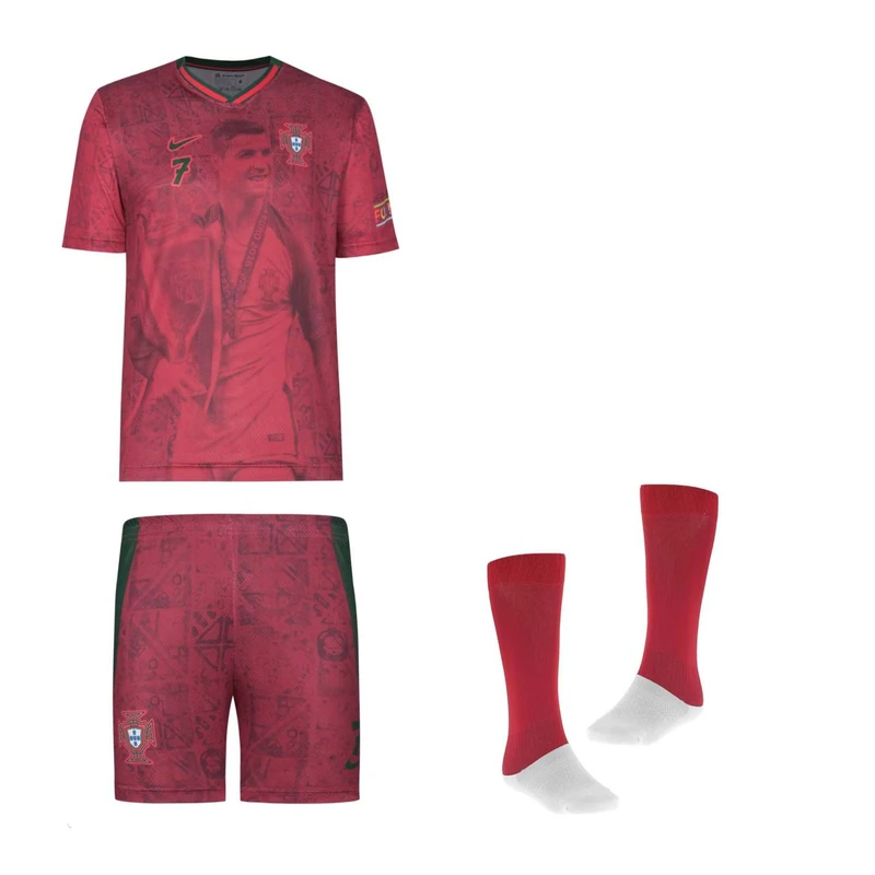 ست 3 تکه لباس ورزشی پسرانه مدل پرتغال با تصویر رونالدو 2026