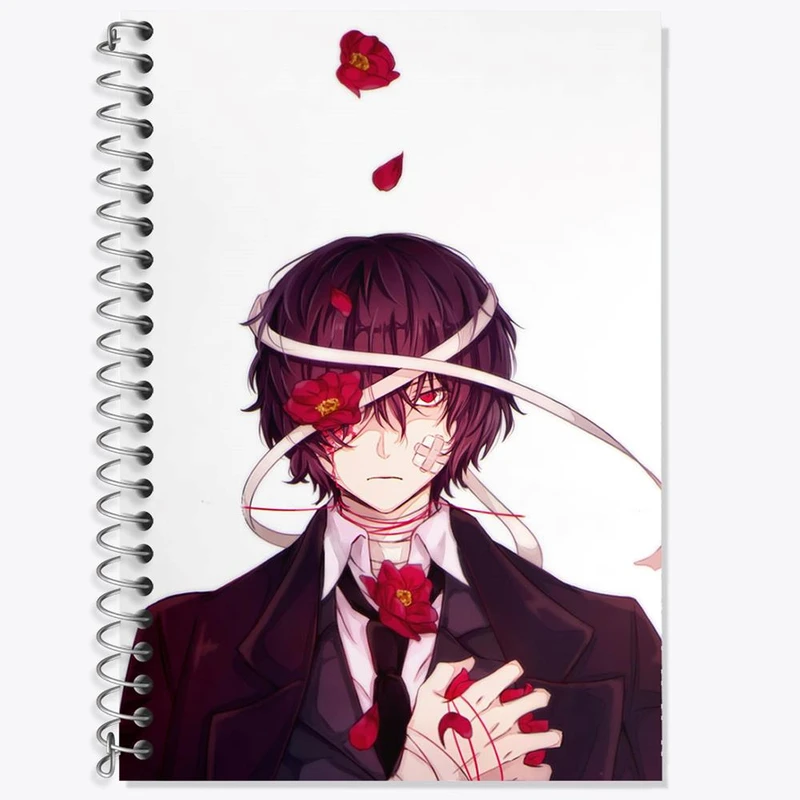 دفتر زبان 50 برگ خندالو مدل سه خط طرح دازای سان انیمه سگ های ولگرد بانگو کد 11759