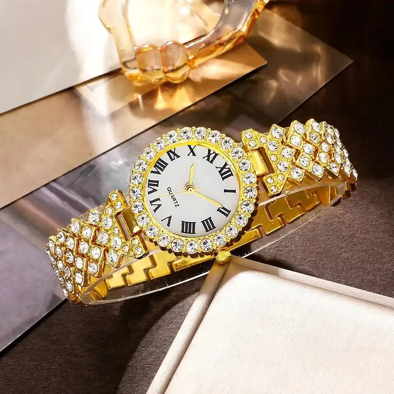 ساعت مچی عقربه ای زنانه مدل لاکچری فول نگین کد FT1