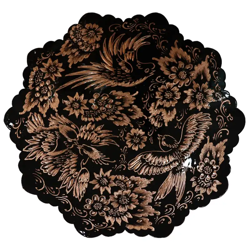 بشقاب مسی مدل الماس تراش طرح 3 پرنده کد HQ20