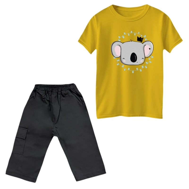 ست تی‌شرت و شلوارک پسرانه مدل کوالا و تاج