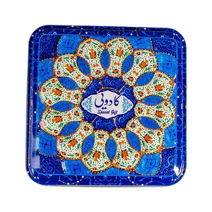 مسقطی ترکیبی جعبه فلزی مینا آبی  حلوا مسقطی لاری ترنج - 400 گرم