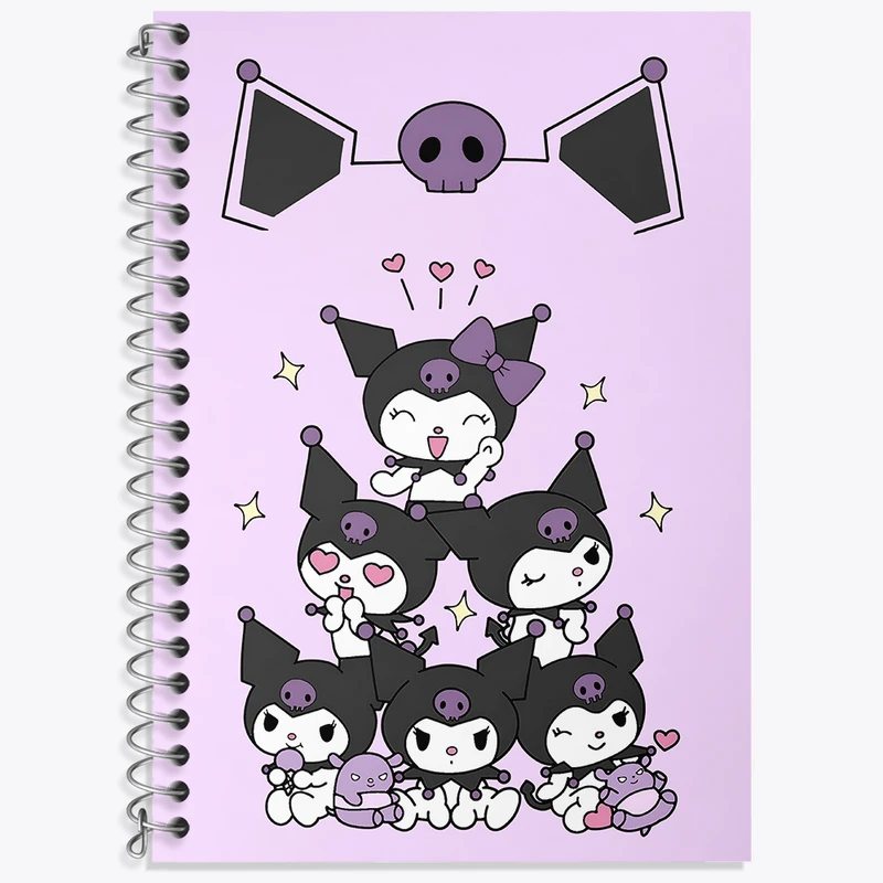 دفتر زبان 50 برگ خندالو مدل سه خط طرح کرومی (Kuromi) کد N4199