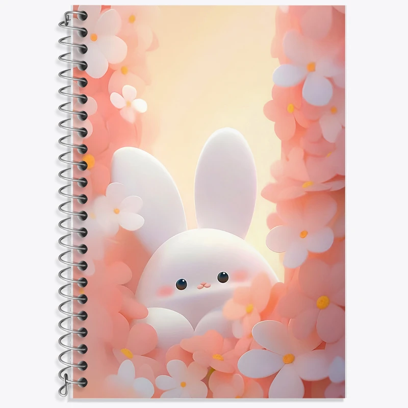 دفتر زبان 50 برگ خندالو مدل سه خط طرح خرگوش بامزه کد F5775