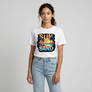 تی شرت زنانه تابستانه آستین کوتاه مدل Sun Sand
