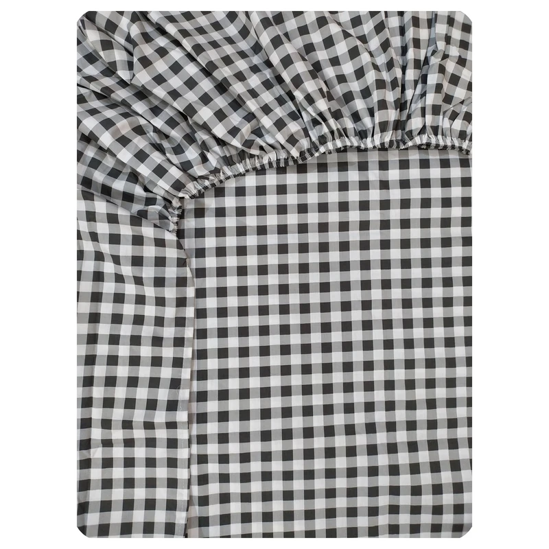 ملحفه کتان نخ پانیذ پود مدل چهارخانه کد P108-2 دو نفره سایز 200x160 سانتی‌متر