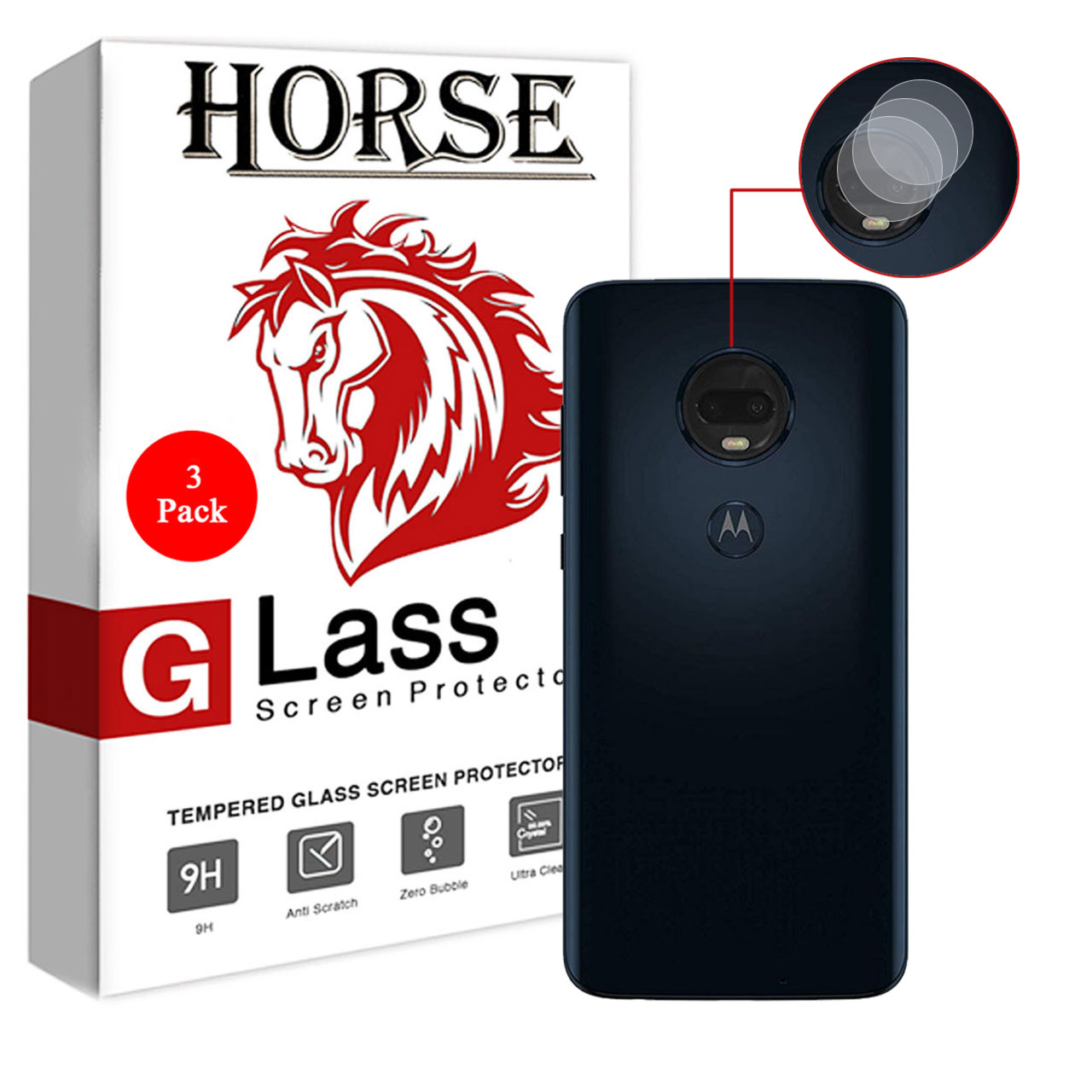 محافظ لنز دوربین هورس مدل UTF مناسب برای گوشی موبایل موتورولا Moto G7 بسته سه عددی