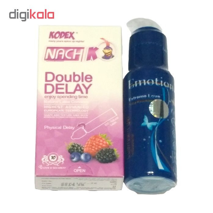 کاندوم کدکس مدل Double Delay بسته 12 عددی به همراه ژل ایموشن مدل Extreme Love
