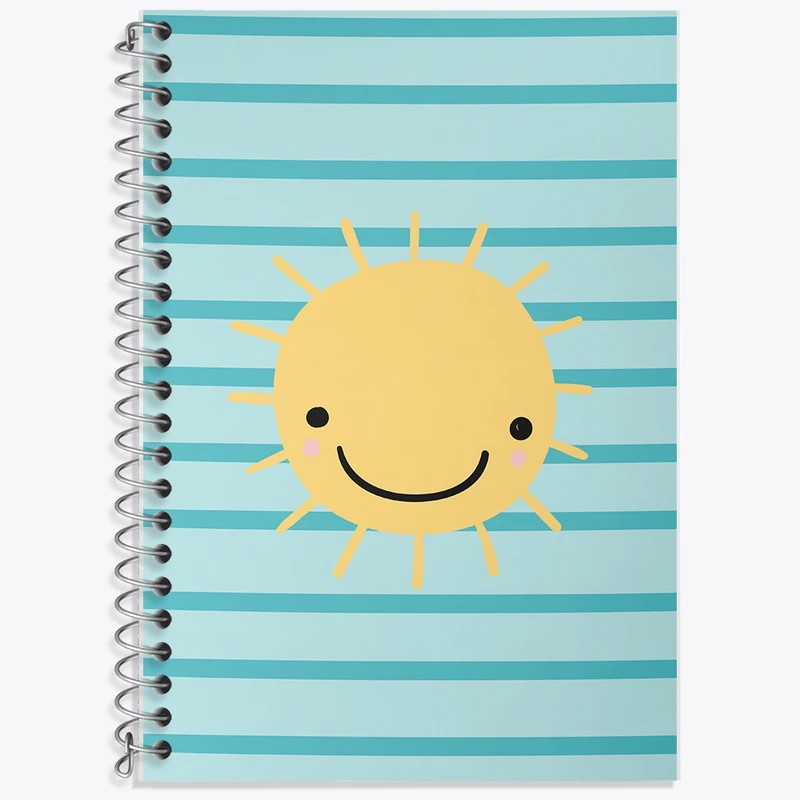 دفتر زبان 50 برگ خندالو مدل دو خط طرح خورشید کیوت کد F2326