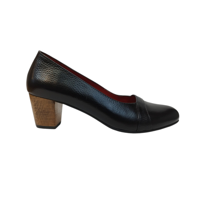 کفش زنانه مدل PZM 415 CHR چرم طبیعی رنگ مشکی