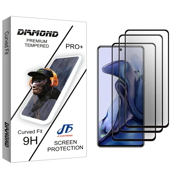 محافظ صفحه نمایش سرامیکی جی اف مدل Diamond Glass مناسب برای گوشی موبایل شیائومی 11T 5G 21081111RG بسته سه عددی