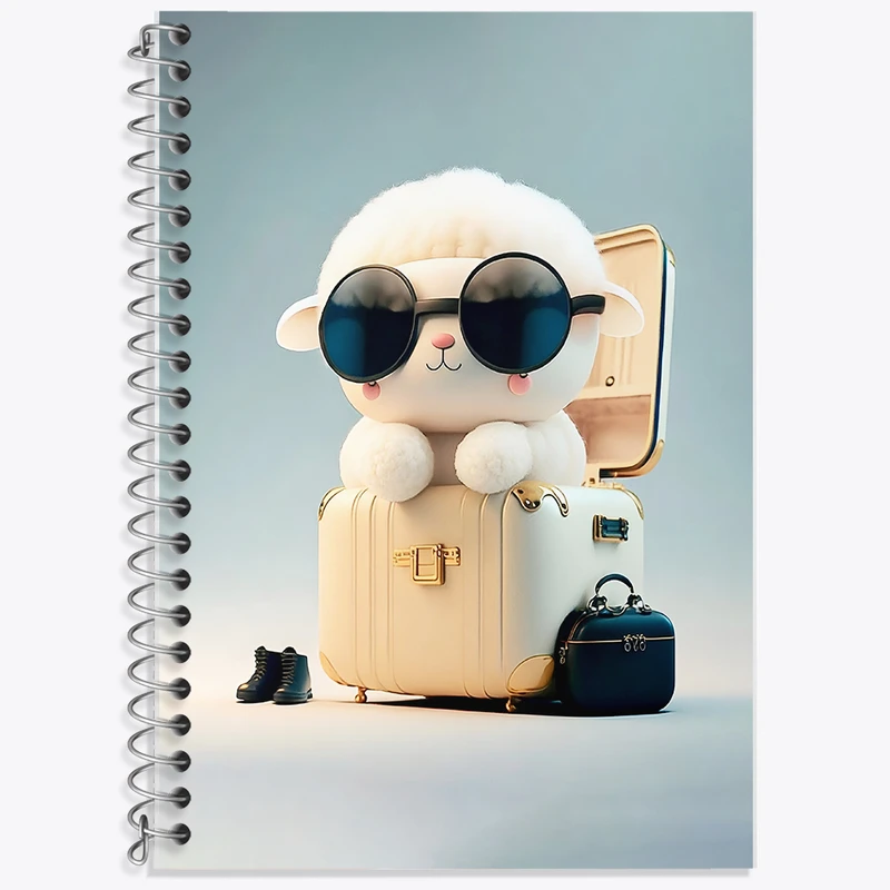 دفتر زبان 50 برگ خندالو مدل سه خط طرح گوسفند کیوت کد F5699