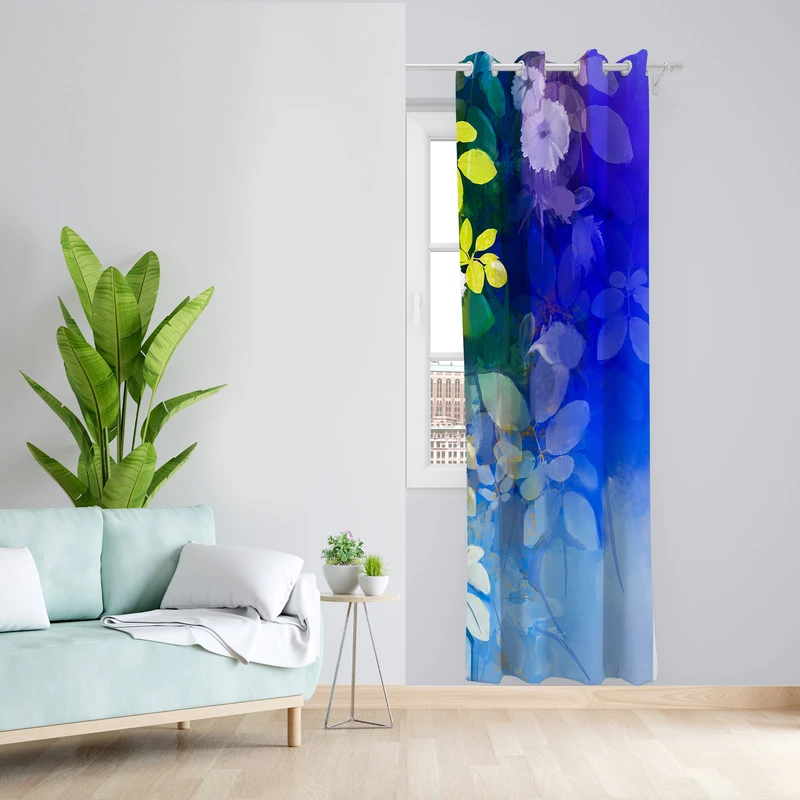 پرده طرح برگ مدل مخمل پانچی کد L 1137R Z سایز 140x200 سانتی متر