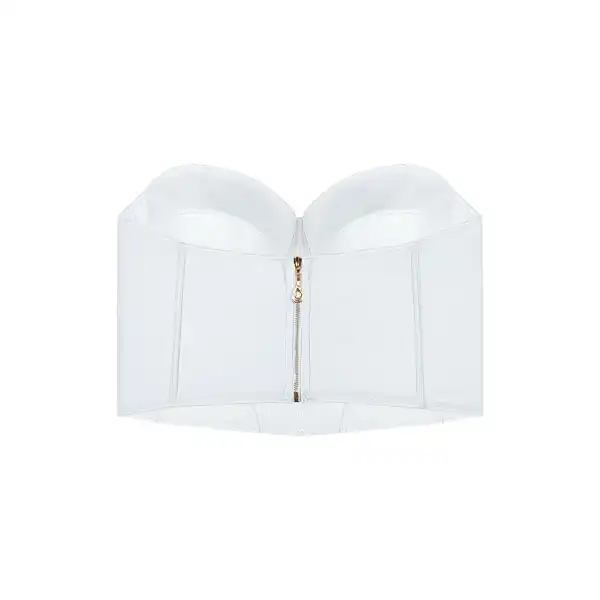 نیم تنه زنانه  وایت لیدی مدل دکلته چرم کد 16 -79071 رنگ سفید