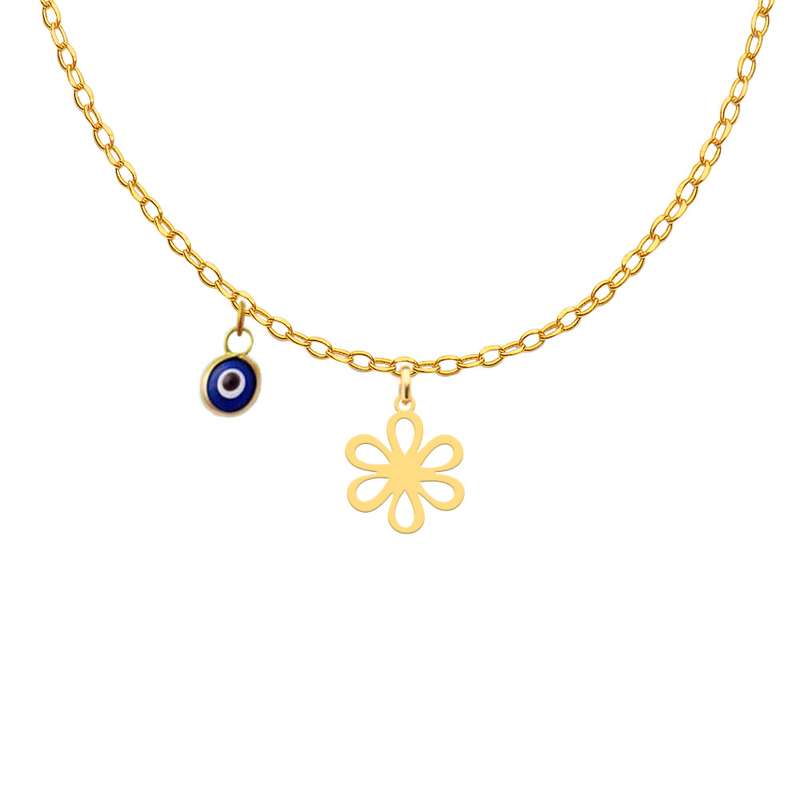 گردنبند طلا 18عیار دخترانه کرابو طرح گل مدل Kr11049 گردنبند طلا 18عیار دخترانه کرابو طرح گل مدل Kr11049