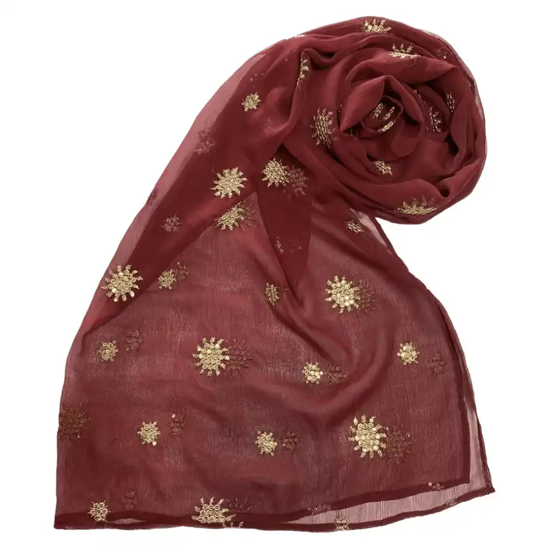 شال زنانه مدل حریر پولک دوزی