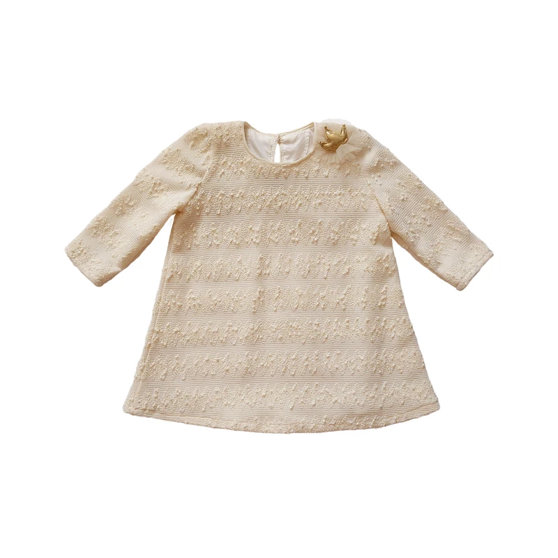 پیراهن آستین بلند یقه گرد دخترانه مدل ملکه کوچولو