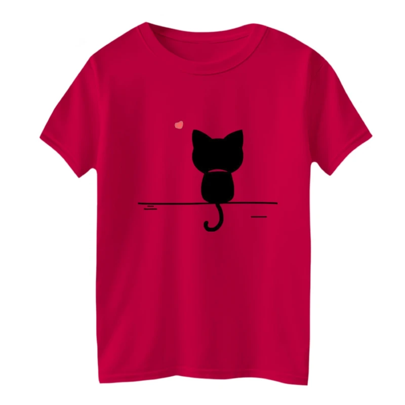 تی شرت آستین کوتاه بچگانه مدل گربه سیاه