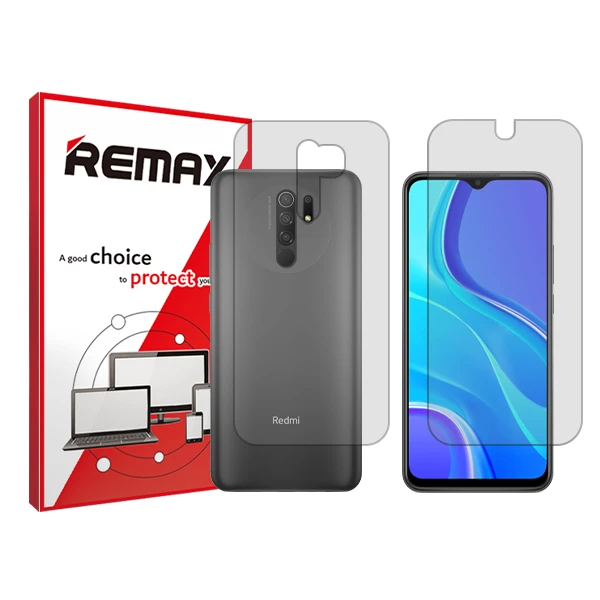 محافظ صفحه نمایش شفاف ریمکس مدل HyGEL مناسب برای گوشی موبایل شیائومی Redmi 9 به همراه محافظ پشت گوشی