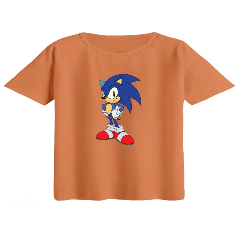 کراپ تی‌شرت آستین کوتاه زنانه مدل سونیک کد1