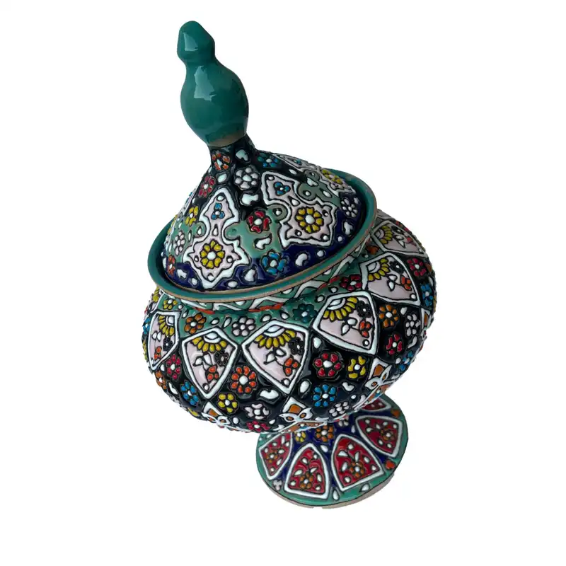 شکلات خوری میناکاری مدل پایه دار دهنه گرد