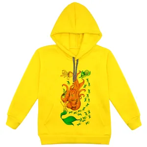 هودی دخترانه مدل پری دریایی F89 رنگ زرد