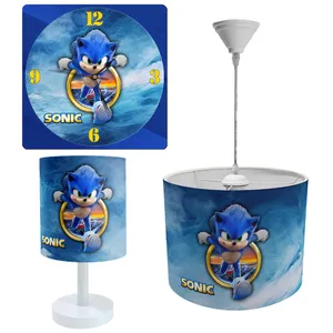 آباژور و لوستر کودک طرح سونیک مدل LBR-SET-012 به همراه ساعت