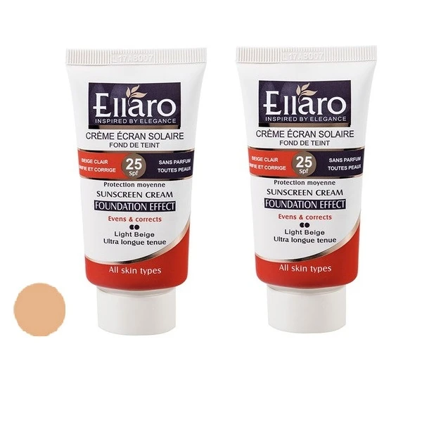 کرم ضد آفتاب رنگی الارو SPF 25 مدل Effect مناسب برای انواع پوست تحت لیسانس حجم 40 میلی لیتر مجموعه دو عددی