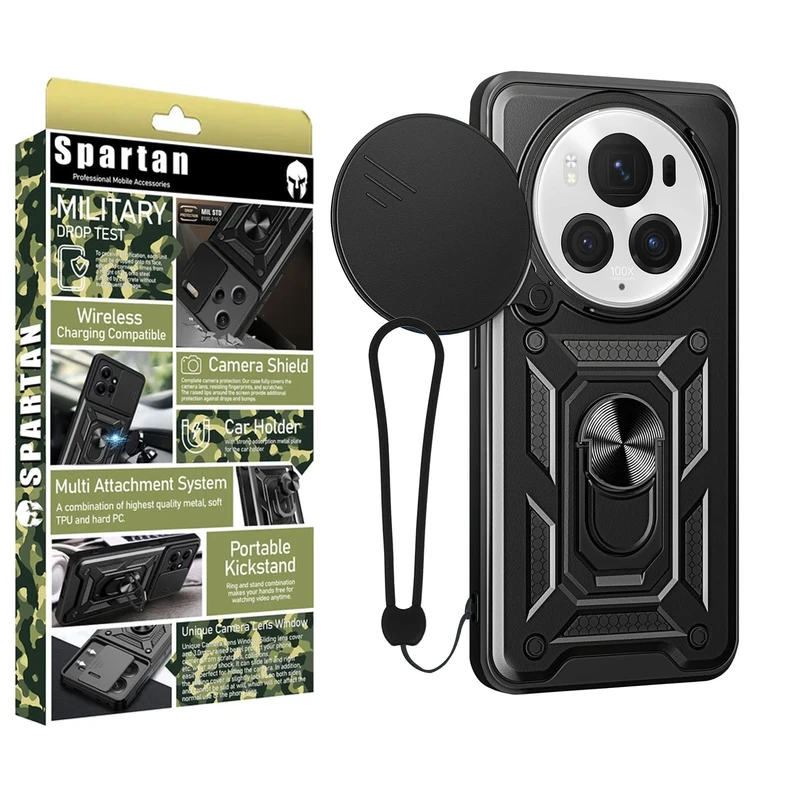 کاور اسپارتان مدل Defender Armor Strap مناسب برای گوشی موبایل آنر Magic 6 Pro به همراه بندآویز