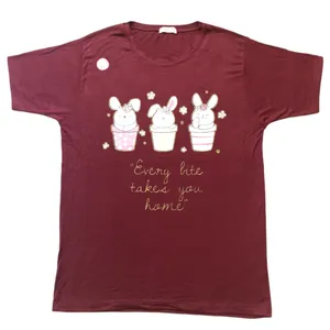 تی شرت آستین کوتاه زنانه مدل کاپ رنگ بنفش