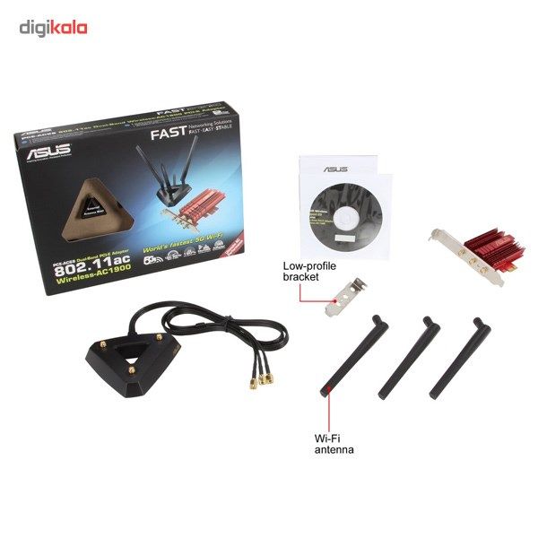 کارت شبکه بیسیم، دو بانده و PCI Express ایسوس مدل PCE-AC68 main 1 14