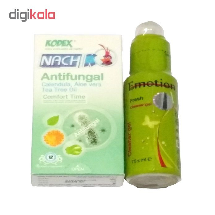 کاندوم کدکس مدل Antifungal بسته 12 عددی به همراه ژل ایموشن مدل Fresh