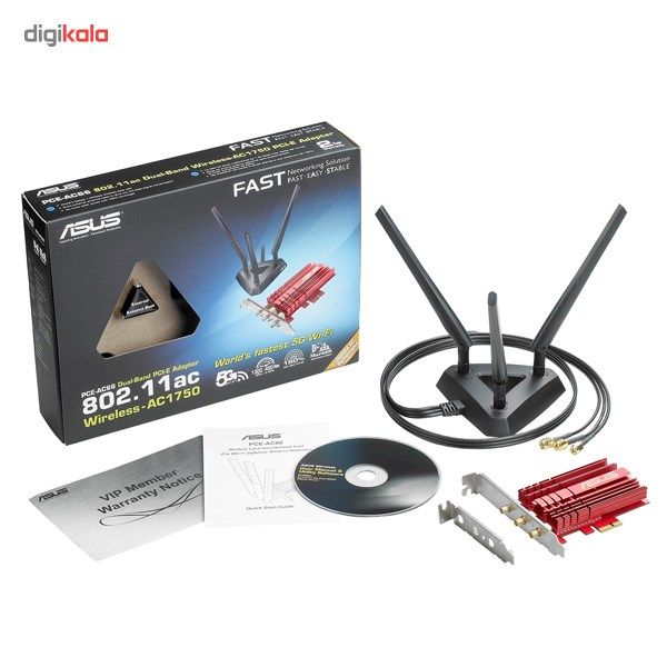 کارت شبکه بیسیم، دو بانده و PCI Express ایسوس مدل PCE-AC68 main 1 15