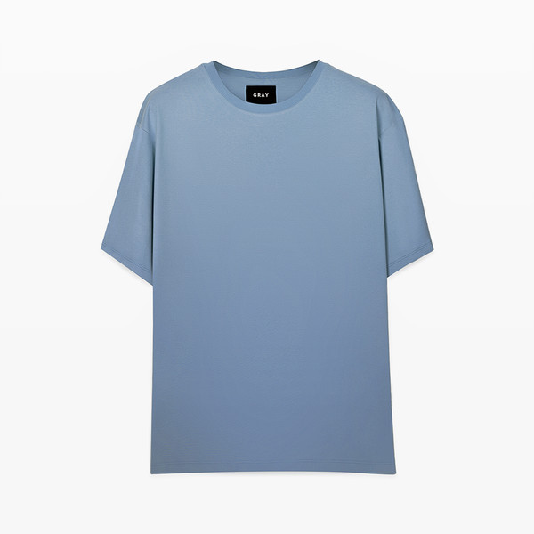 تی شرت اورسایز مردانه گری مدل OVR رنگ آبی