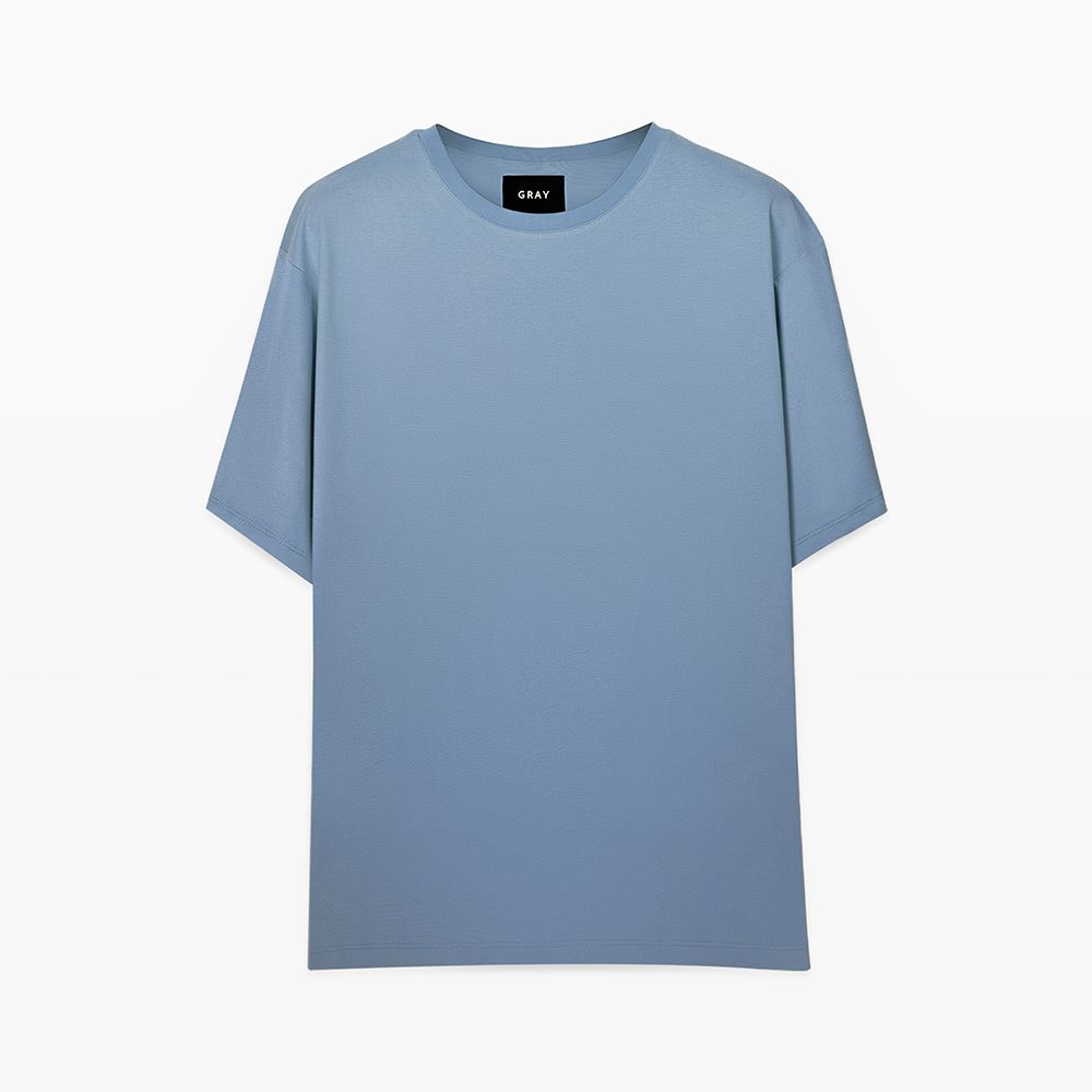 تی شرت اورسایز مردانه گری مدل OVR رنگ آبی -  - 1